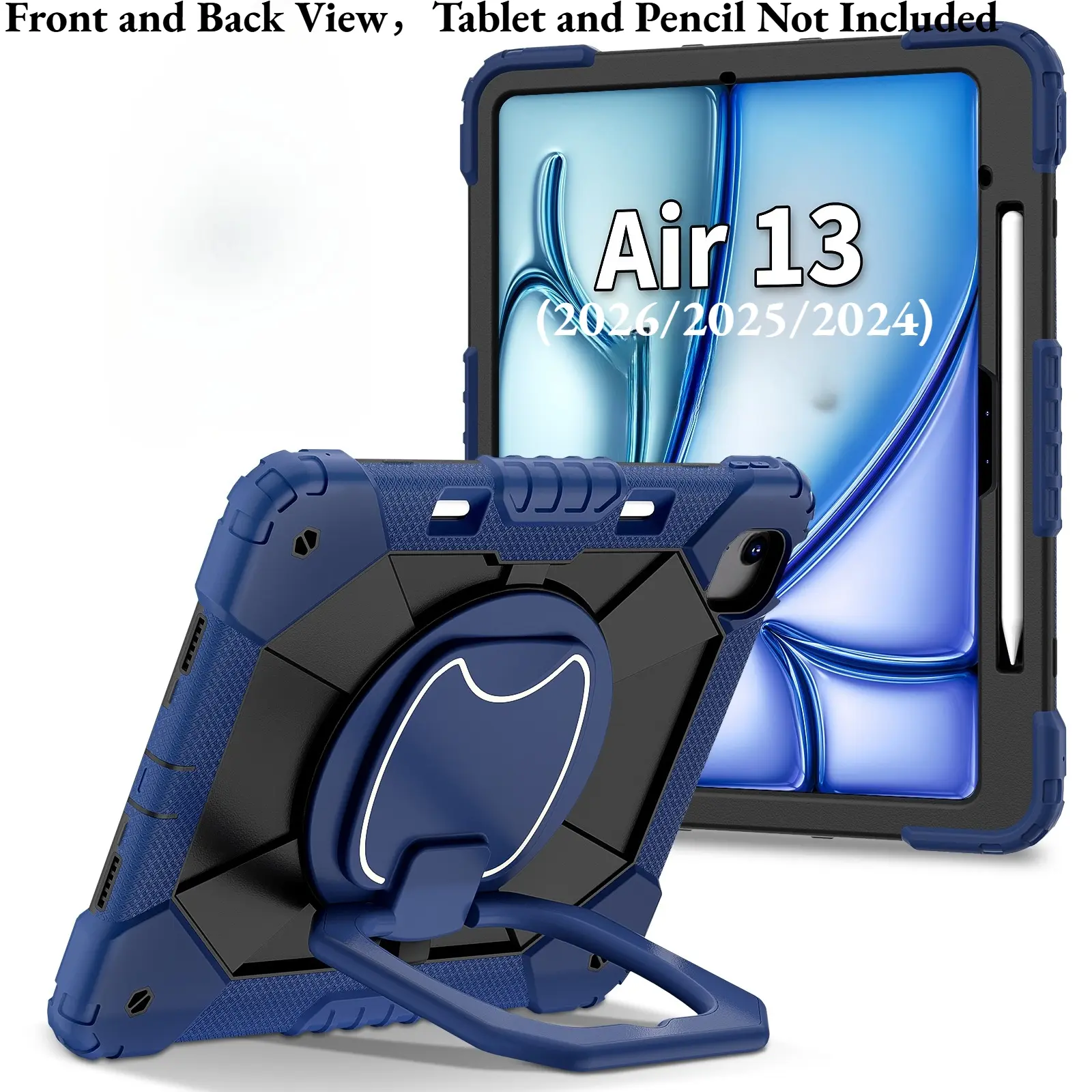 Spin & Draw! 360° Rotating For iPad Air 13" Case (M2/M3/M4) – w/ Pencil Holder & Adjustable Stand, Tablet Cover, Tablet Protective Cover, iPad Accessories (Case Only)