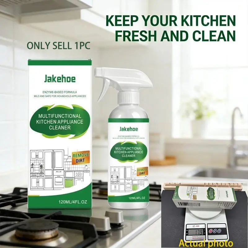 Jakehoe Kitchen Appliance Cleaner, Enzyme-Based Formula, Removes Heavy Oil Stains, Polishes and Restores Luster, Multi-Purpose Cleaner