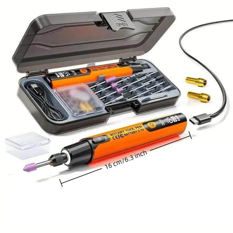 39-Piece USB Polishing Electric Tool Set, Car Polisher, Cordless Drill Bits, USB Rotary Kit for Wood Metal Gemstone Grinding & Polishing