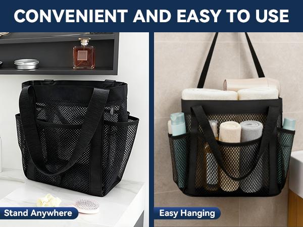 【YASONIC】Mesh Shower Caddy Portable for College Dorm Room Essentials, 8-Pocket Large Shower Basket Tote Bag with 2 Handles for Toiletry, Bathroom, Beach, Camp, Gym | Portable, Quick-Dry, 2 Handles