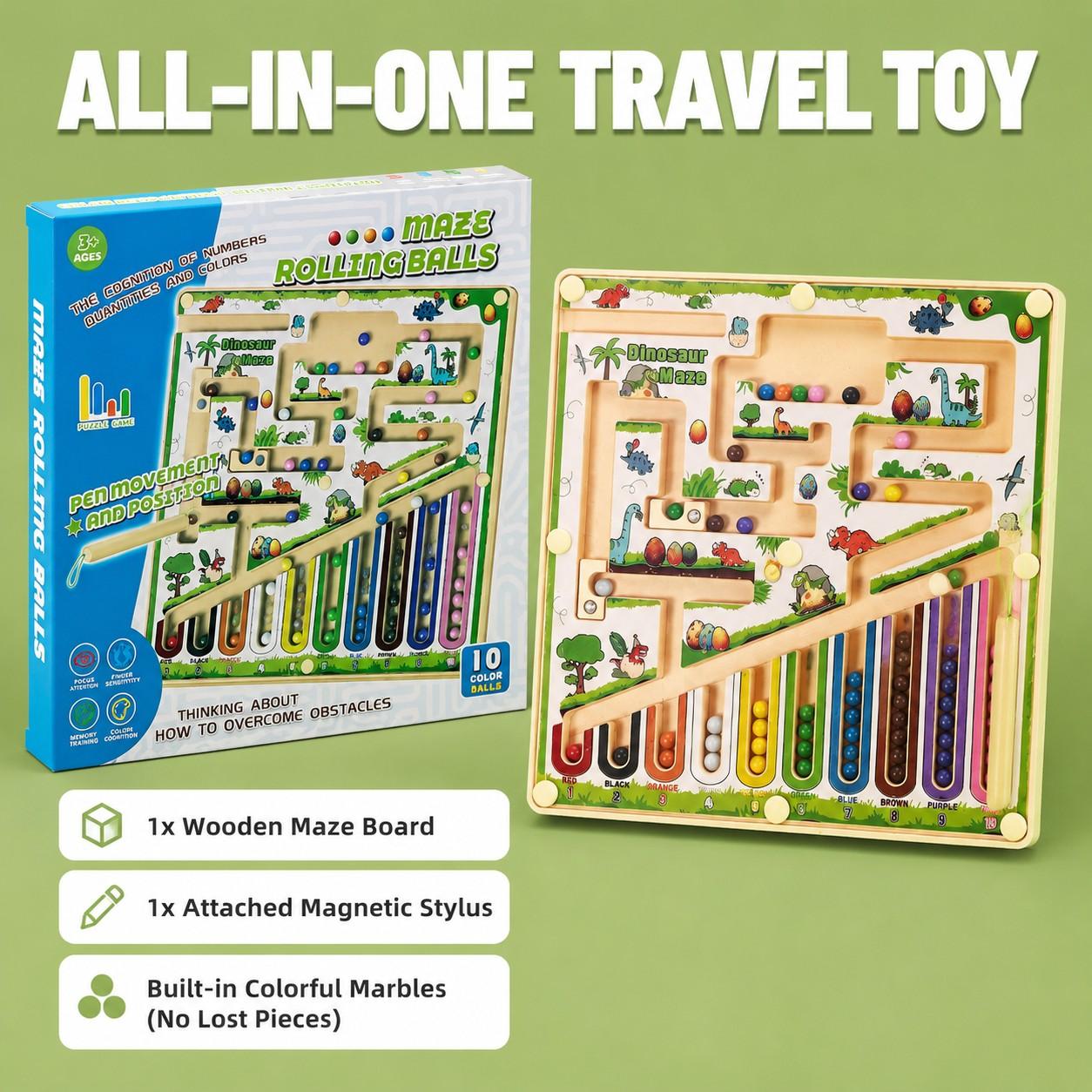 2-In-1 Magnetic Maze Game, Sensory Color Sorting & Counting Board, Early Logic Training Puzzle, Stem Toy for Fine Motor Skills, Ages 3+