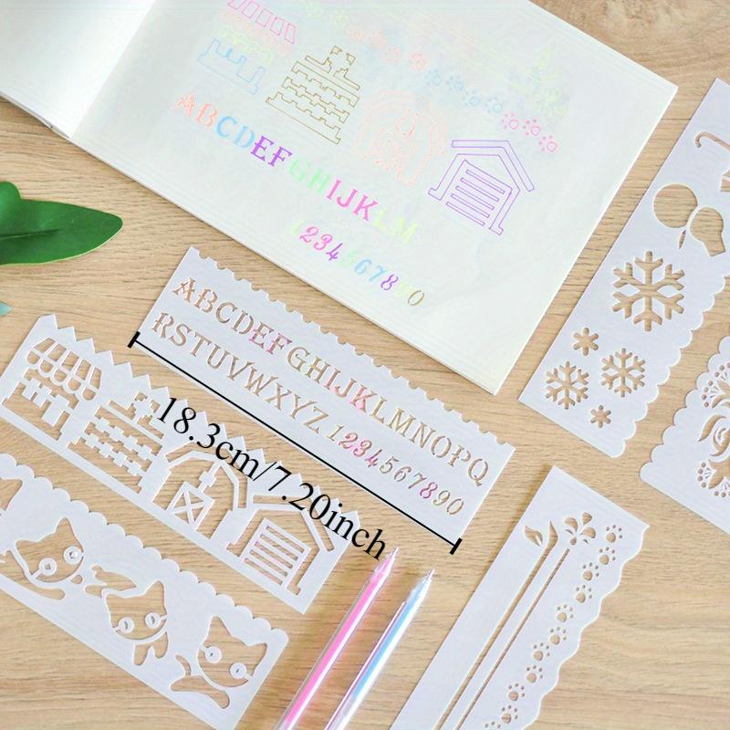 8pcs DIY sewing tools Painting template Slender Strip generation 8 sets of pattern painting template Hand-drawn cartoon painting template ruler giy painting sewing AIDS flower pattern