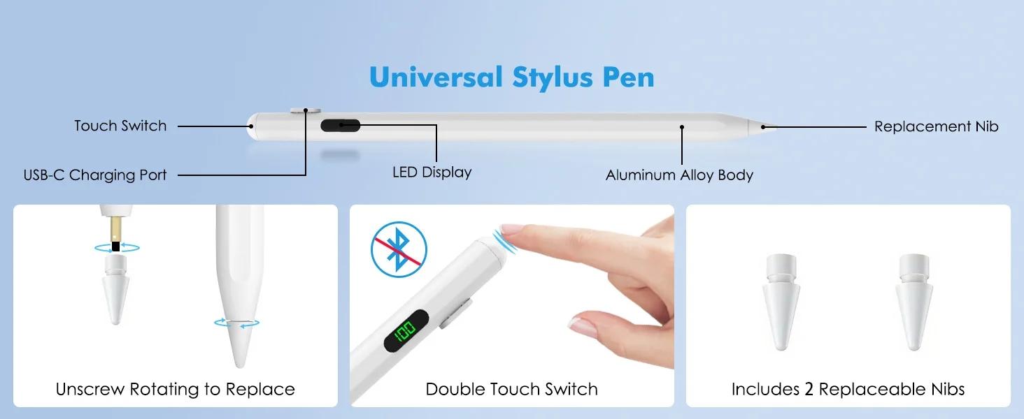 Digital Screen Capacitive Pen, Touchscreen Pen, Universal Touch Stylus for Android iOS Windows, Compatible with iPad Apple Huawei Xiaomi Tablets