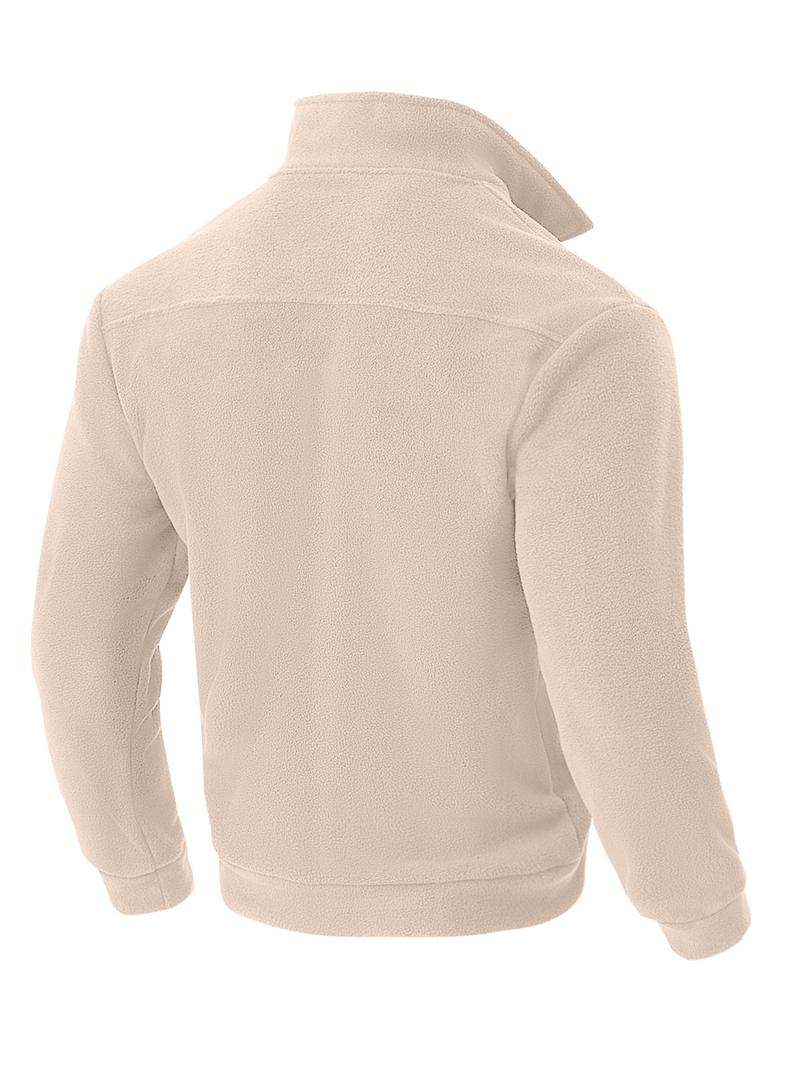 Men's Fall Winter Outfits Plain Polar Fleece Stand Collar Half Zip Pullover Long Sleeve Sweatshirt for Daliy Wear, Old Money Style Casual Versatile Essential Wardrobe Item.