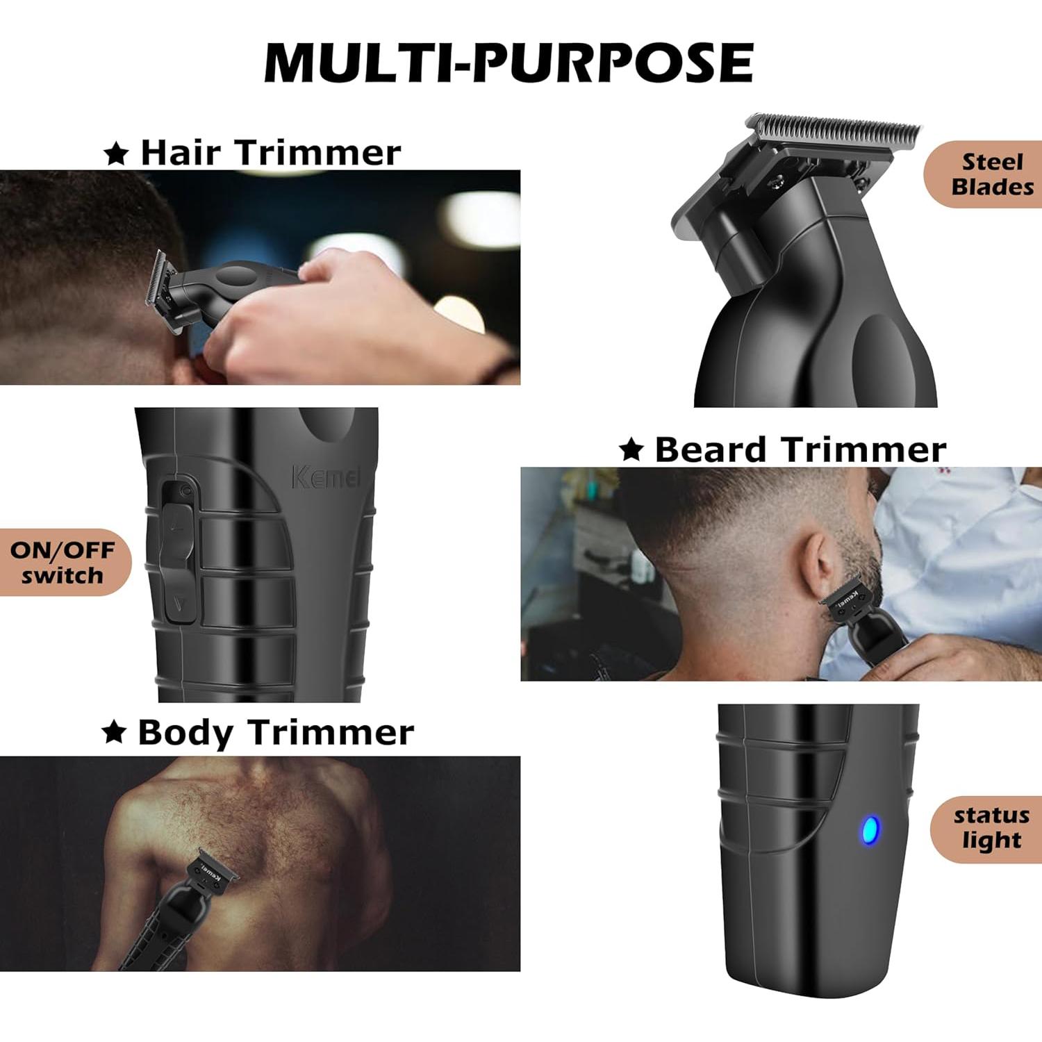 Professional Hair Trimmer, 1-Box Wireless Hair Clipper with Guide Comb, Cleaning Brush and USB Charging Cable, Multifunctional Cordless Rechargeable Hair Shaver for Men, Cordless Rechargeable Clippers #GLOBAL PICKS