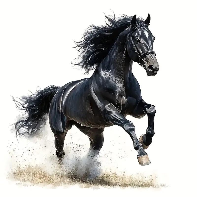 1PC Majestic Dynamic Galloping Black Horse Logo Sticker For Stationery, Decor, Car Decals Inject dynamic wild soul into items