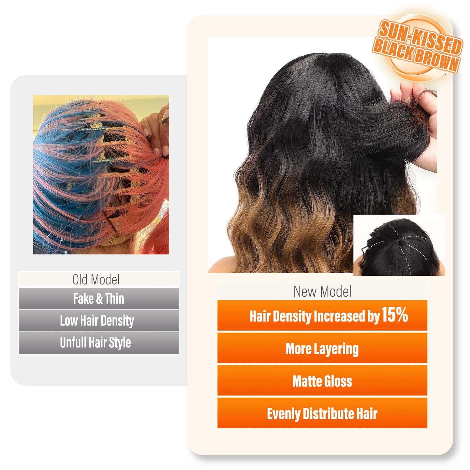 [ AISI HAIR ] Short Wavy Wig with Bangs for Women Shoulder Length Bob Curly Women's Charming Synthetic Wigs with Natural Wavy Black To Brown Heat Resistant Hair for Daily Party Use