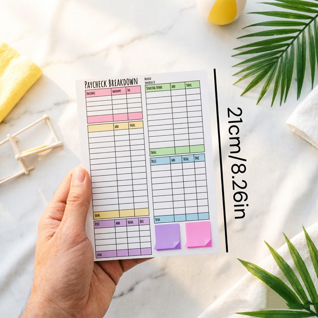 10 Sheets Salary Allocation Detail Sheet, Colorful Budget Management Tool, Monthly Income-Expense Tracker, Debt Record, Financial Planning Chart