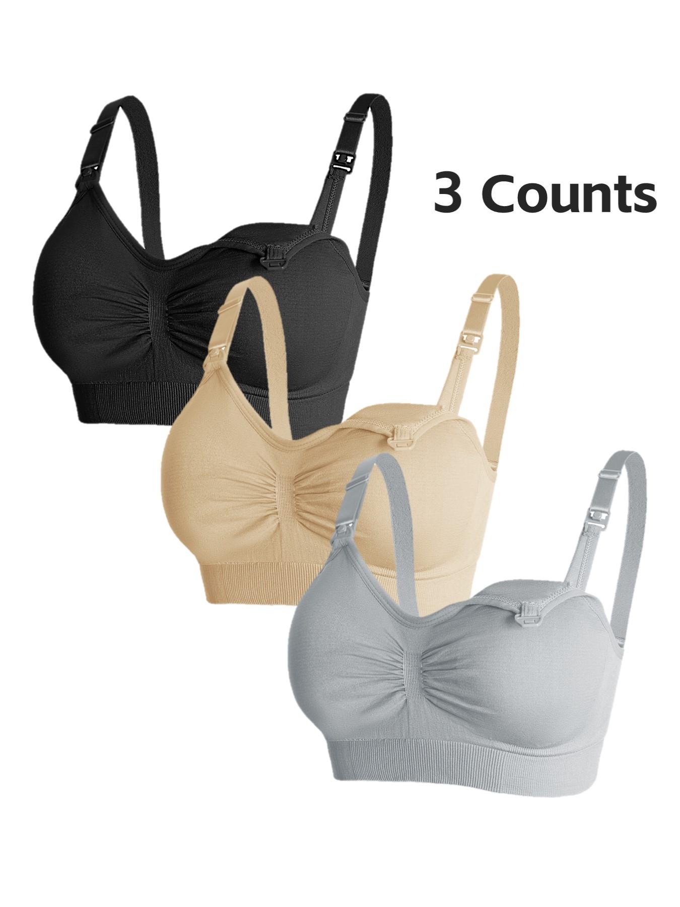 Maternity Solid Color Nursing Bra, Comfortable Breathable Adjustable Hook & Eye Closure Nursing Bra, Maternity Underwear for All Seasons