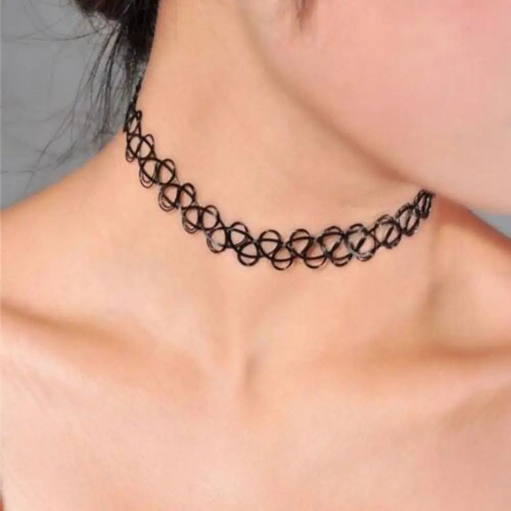 Choker Necklace Tattoo Choker Stretch Black Necklace Multi Color Retro 90s Vintage Elastic Gothic Jewellery