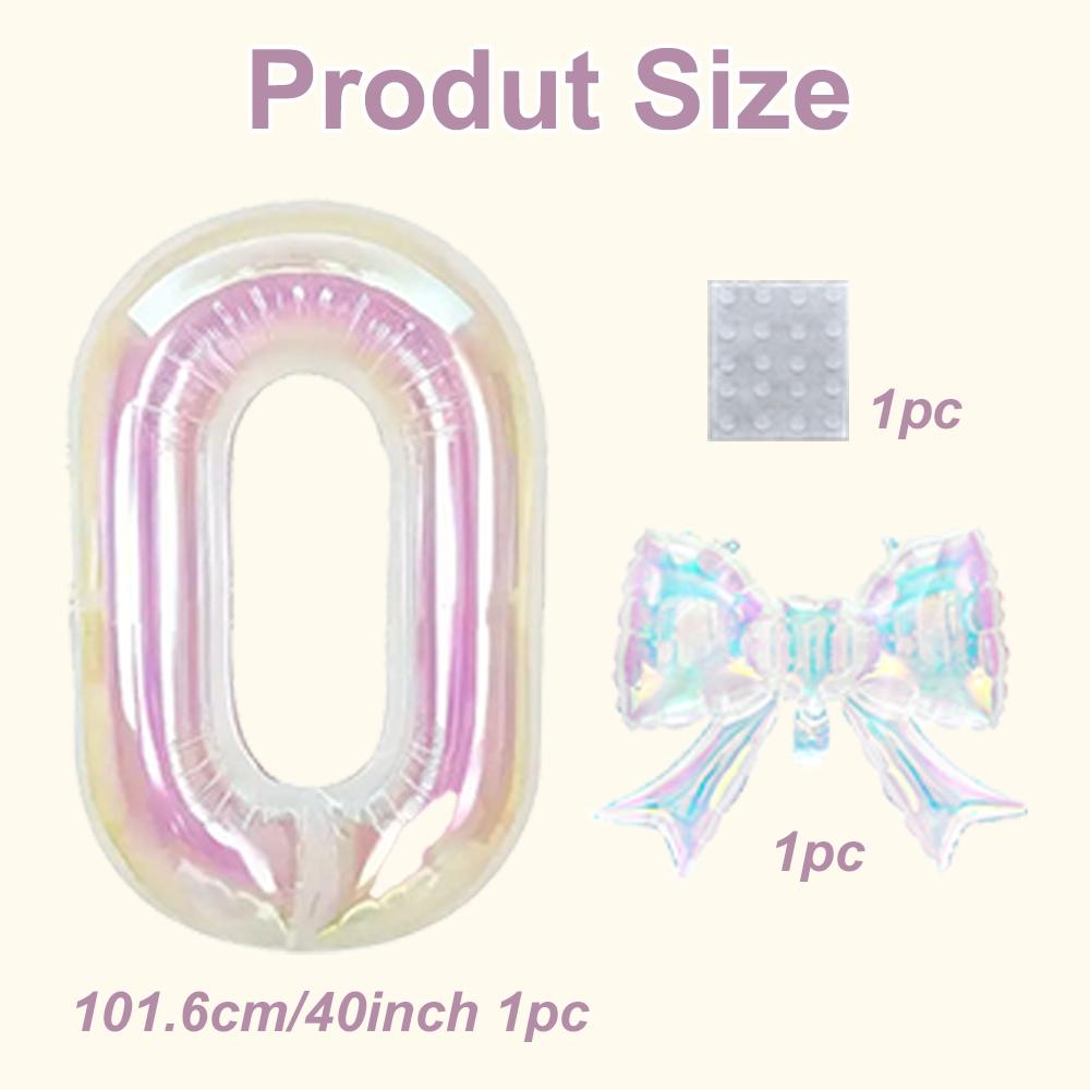 2pcs Large 40 Inch Transparent Rainbow Number Balloons, Party Decor for Graduation, Wedding, Baby Shower, Anniversary, Birthday