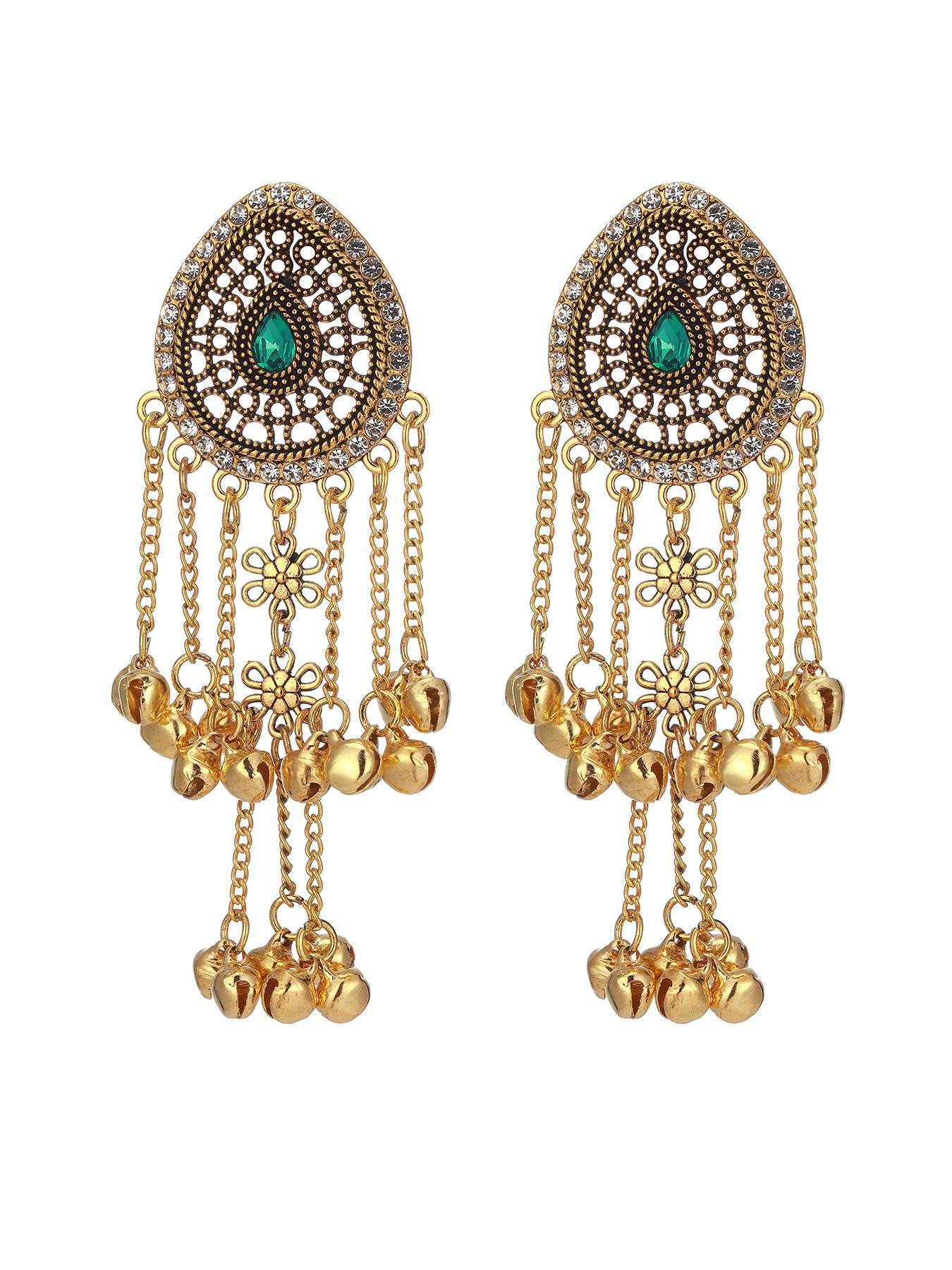 Vintage Teardrop Bell Fringe Earrings, Indian Ethnic Style Antique Long Dangle Earrings, Fashion Dangle Earrings, Travel Photography Accessories