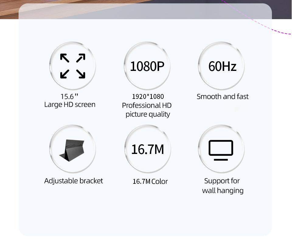 15.6 Inch Fhd Touch Portable Monitor, 100% Srgb Compatible with Ps5/switch, Includes Smart Protective Case, Ideal for Gaming and Work