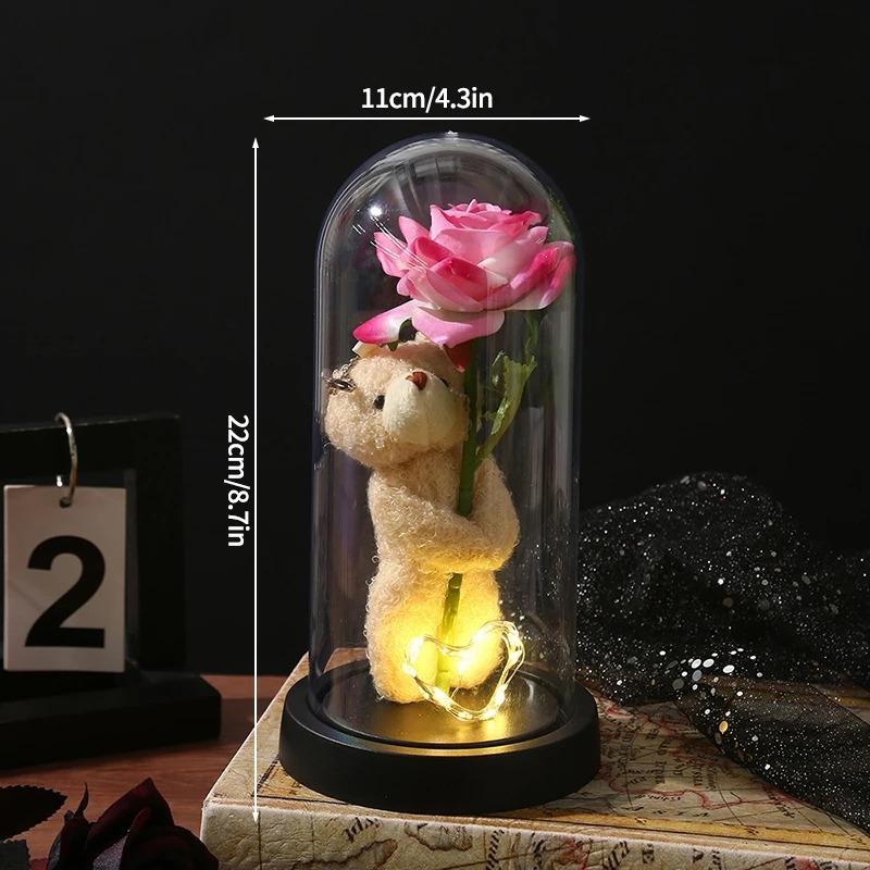 Eternal Rose Flowers Artificial Foil Flower in Glass Glow Immortal Flower LED Roses Lamp Flores Eternas Valentine's Day Gift Light Up Rose
