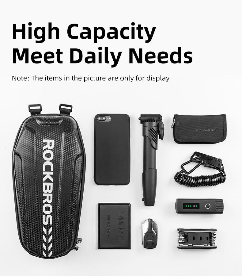 ROCKBROS Scooter Storage Bag Scooter Front Hanging Bag Waterproof Scooter handlebar Bag Folding Bike EVA Hard Shell Scooter Frame Bag