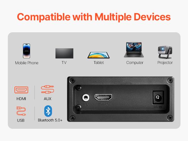 fathersdaygift  VEVOR Sound Bar for Smart TV, 2.0 Channel, 32-Inch 2 in 1 Detachable Soundbar TV Speakers, with Bluetooth HDMI AUX USB Connection, Remote Control, 80W Surround Sound System, for Home Theater Audio