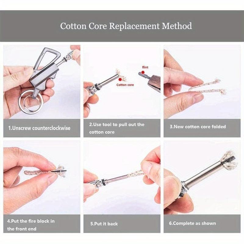 Permanent Match Infinity Lighter, 3-in-1 Multifunctional Metal Keychain Lighter with Bottle Opener, Waterproof Reusable Windproof Flint Fire Starter for Camping Hiking Travel Survival, Lighter Fluid Not Included