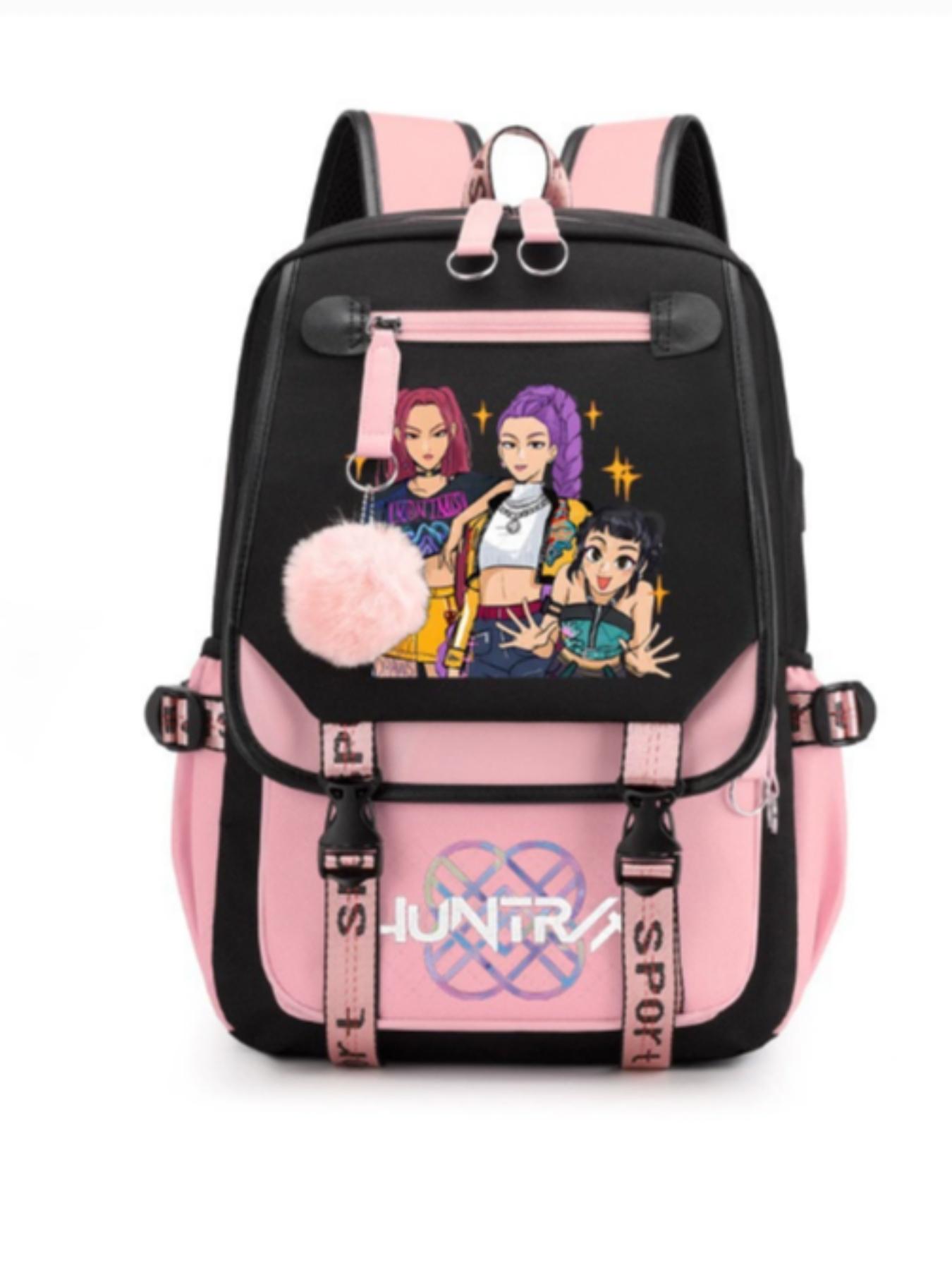 Korean Kpop Monster Hunter Movie Cartoon Print Backpack, School Bag for Students, Dual-Shoulder Design, All Seasons Use