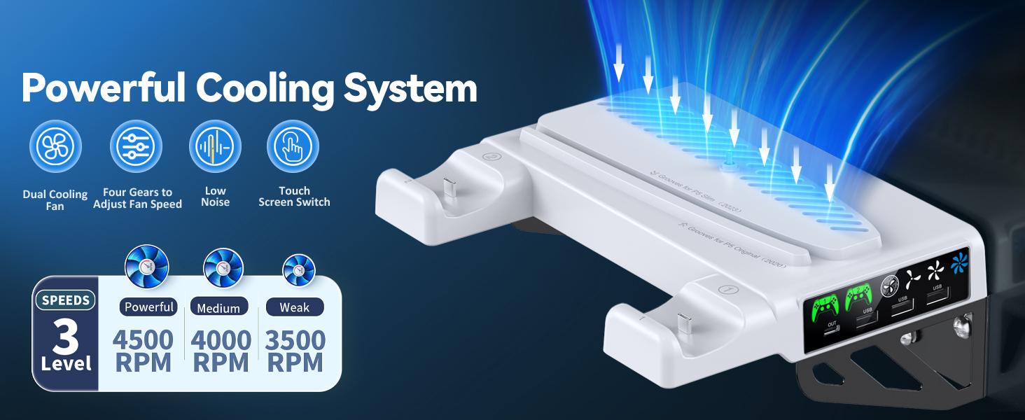 BASIC SUPPLY PS5/Slim/Pro Wall Mount Kit with Cooling Fan & Charging Station, Charging Dock, PS5 Shelf Floating Mount for All PlayStation 5/Slim/Pro Disc & Digital Console, PS5 Wall Bracket Behind TV, PS5 Pro Accessories