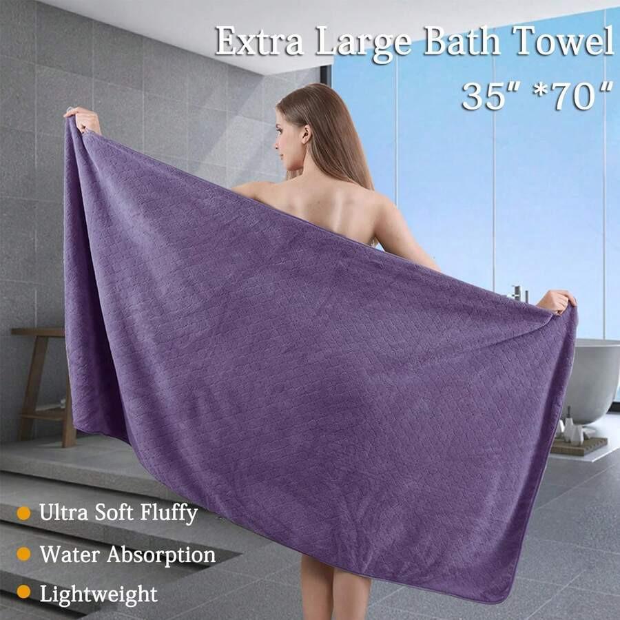 Women's Bath Towel Set - Adjustable Microfiber Super Absorbent, Bath Towel And Bathroom Shower Head Cover, Quick Drying Hair And Body, Suitable For Gym, Spa, Sauna And After Shower Body Covering, Pink Gray Back To School