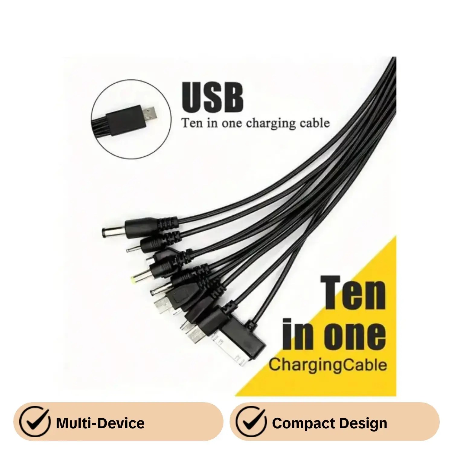 1pc/2PCS  High Quality Multifunctional Ten-in-one Data Cable Charging Cable Multi Charger Cable USB To 10 Charging Heads, Suitable For Multiple Charging Devices, Smartphone