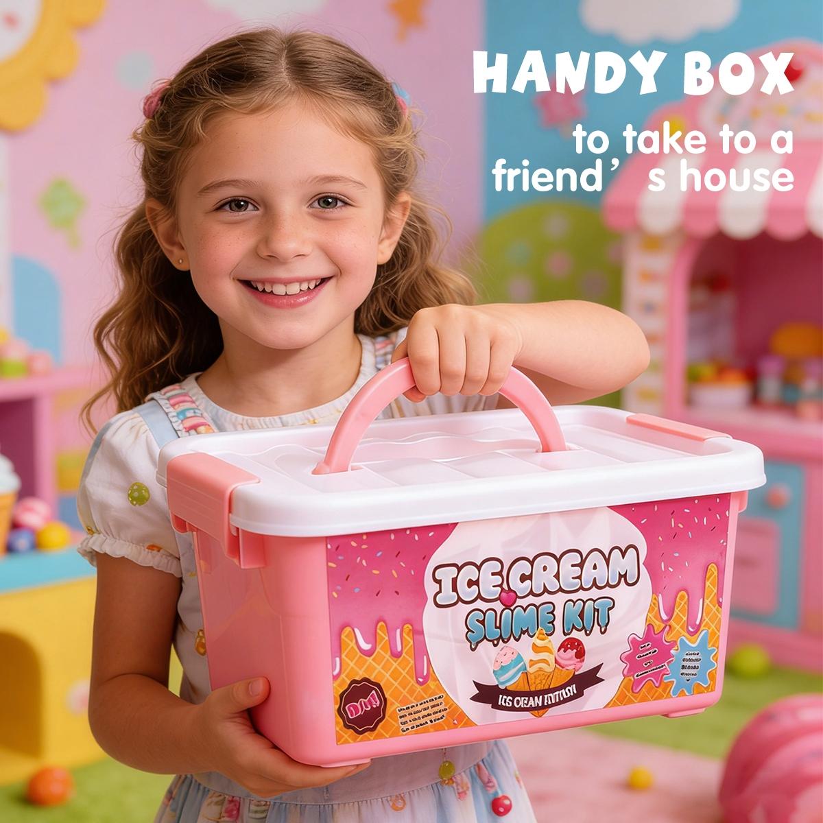 Ice Cream Slime DIY Kit Squishy Maker, Color Mud Crystal Mud Handmade Material Pack, Stress Relief Educational Toy Gift for 6+, Christmas Birthday Present