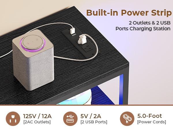 Sikaic Corner L Shaped LED TV Stand Convertible Dresser with Charging Station and Open Shelf & PU Finish Drawers for Living Room Apartment Furniture Home