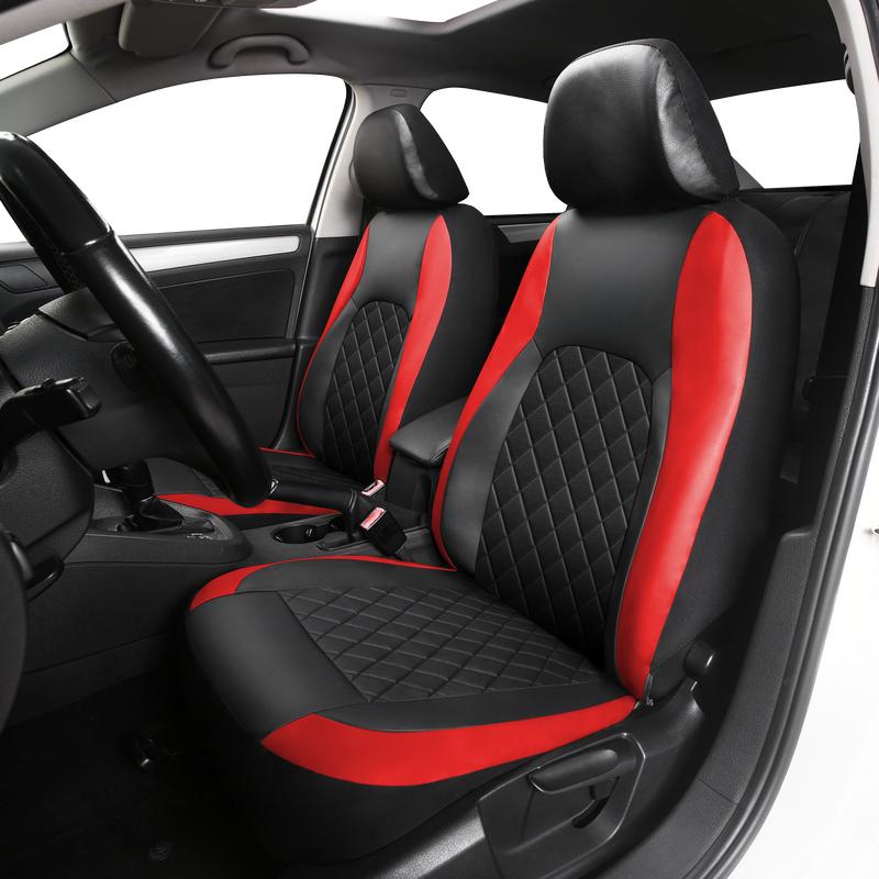 Front leather seat cover set, waterproof, durable, easy to install, car seat protectors with tire mark details, universal fit for most cars, trucks, SUVs, auto interior accessories