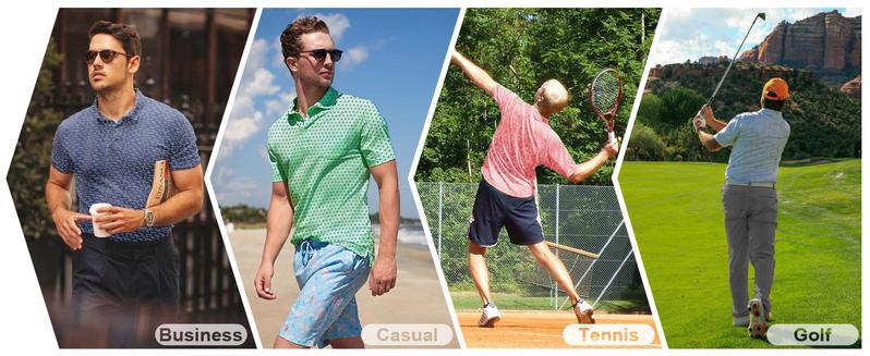 M MAELREG Men's Polka Dot Print Polo Shirt, Performance Golf Shirt, comfortable lapel shirt, stylish casual tops, men's T-shirt,Outdoor Tops