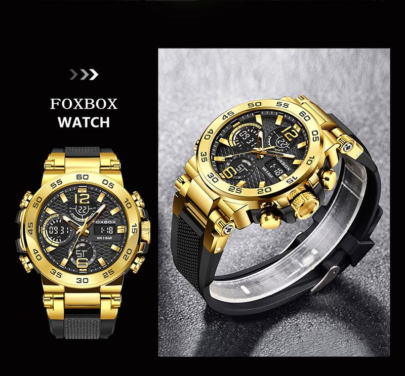 FOXBOX Men's Fashion Sport Watch with Waterproof Calendar Outdoor Fun Perfect Fathers Day Gift