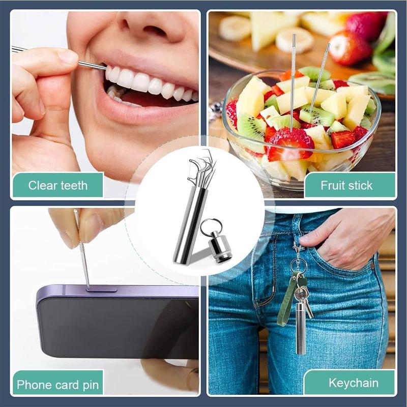 Dental Tools, Reusable Tooth Stains Remover Dental Tool Teeth Cleaning Tools with Holder for Outdoor Picnic, Camping, Travel (7PCS/Set)