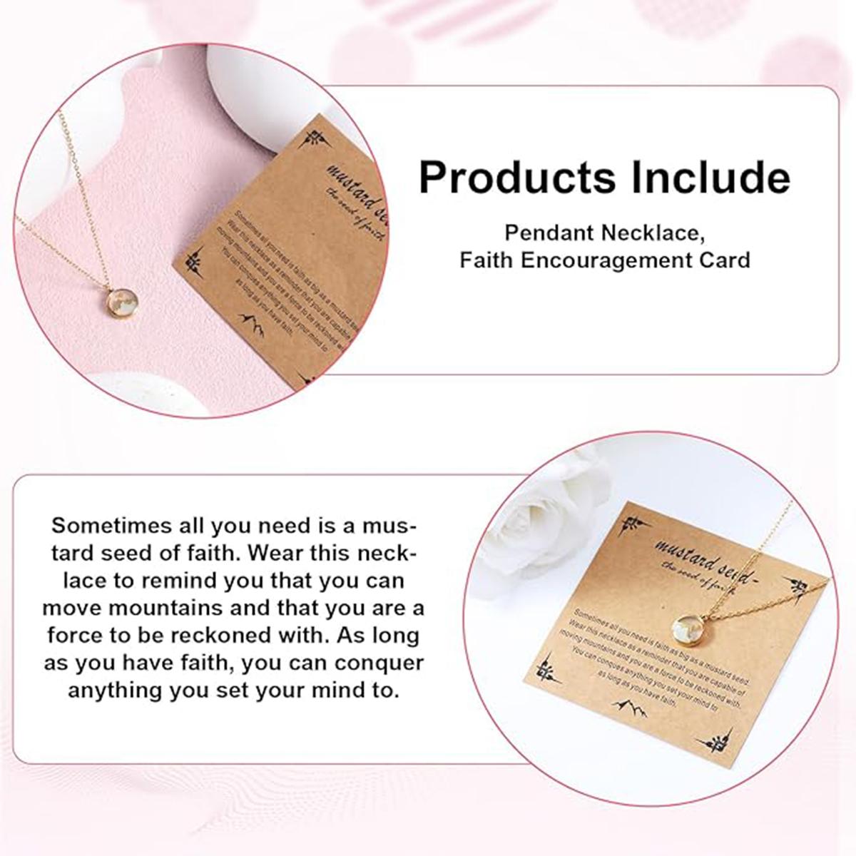 Women's faith necklace, Round seed necklace, Gold Mountain and mustard seed pendant necklace, religious Christian jewelry, gift for mom, friend, grandma