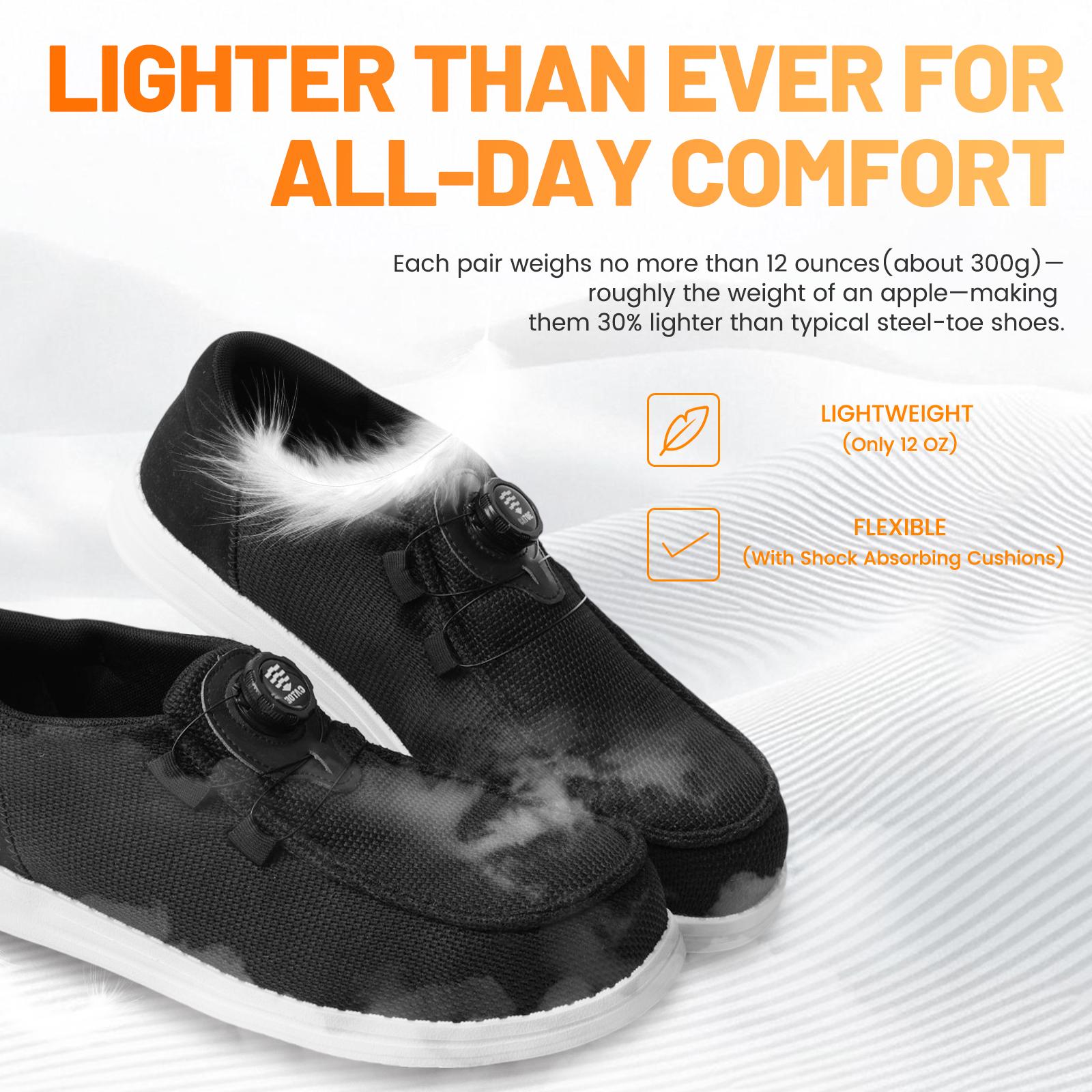 Men's Steel Toe Shoes Safety shoes Work shoes Stylish shoeLightweight Composite Toe Sneakers Swivel Buckle Women and Men Slip On Safety Work Shoes Composite Toe Comfortable  Industrial Construction Sneakers