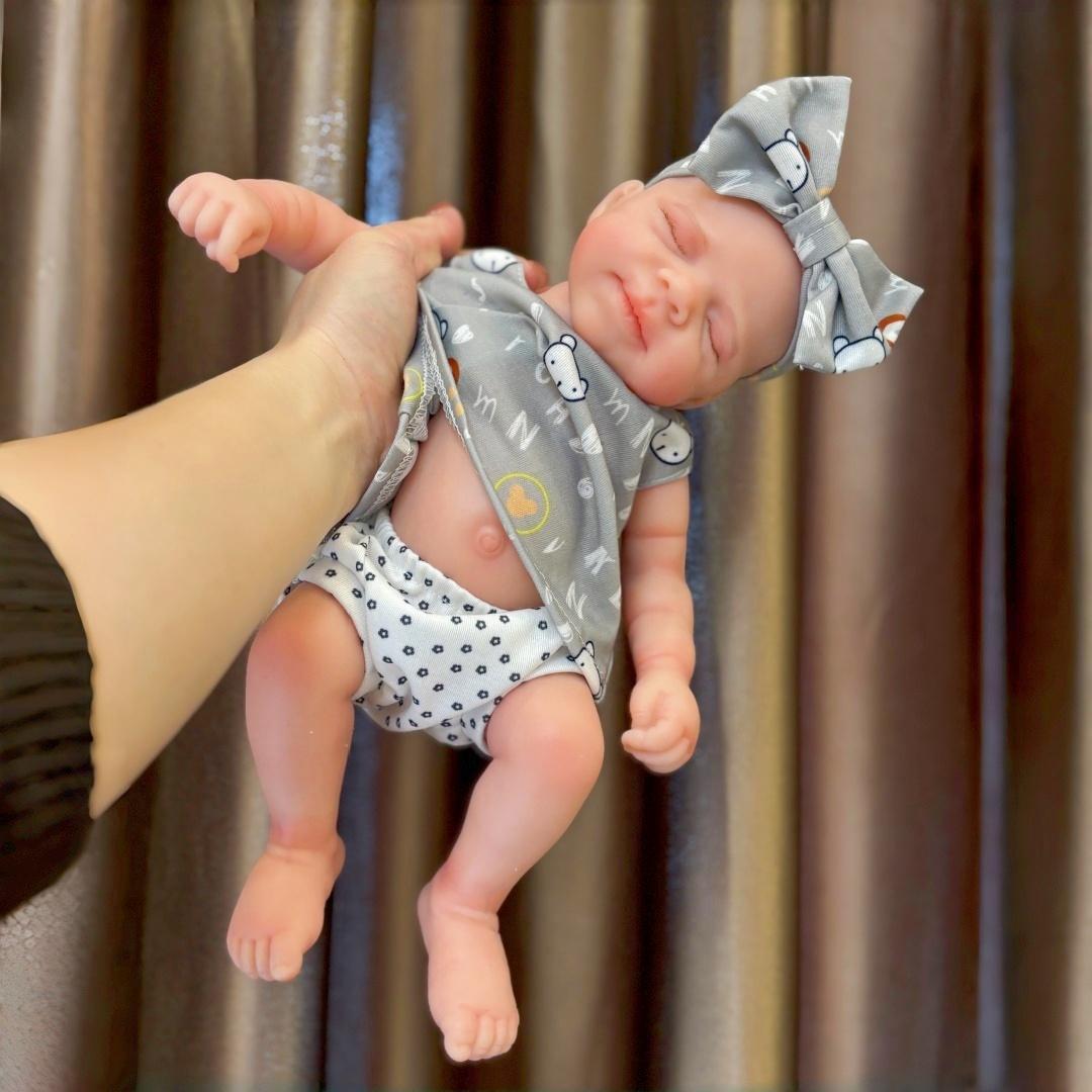 Otarddolls Adorable 13Inches Full Body Silicone Girl Doll Pascale With Hand Painted Skin Flexible Waterproof Can Open Mouth Reborn Doll Toys For Children's Gifts