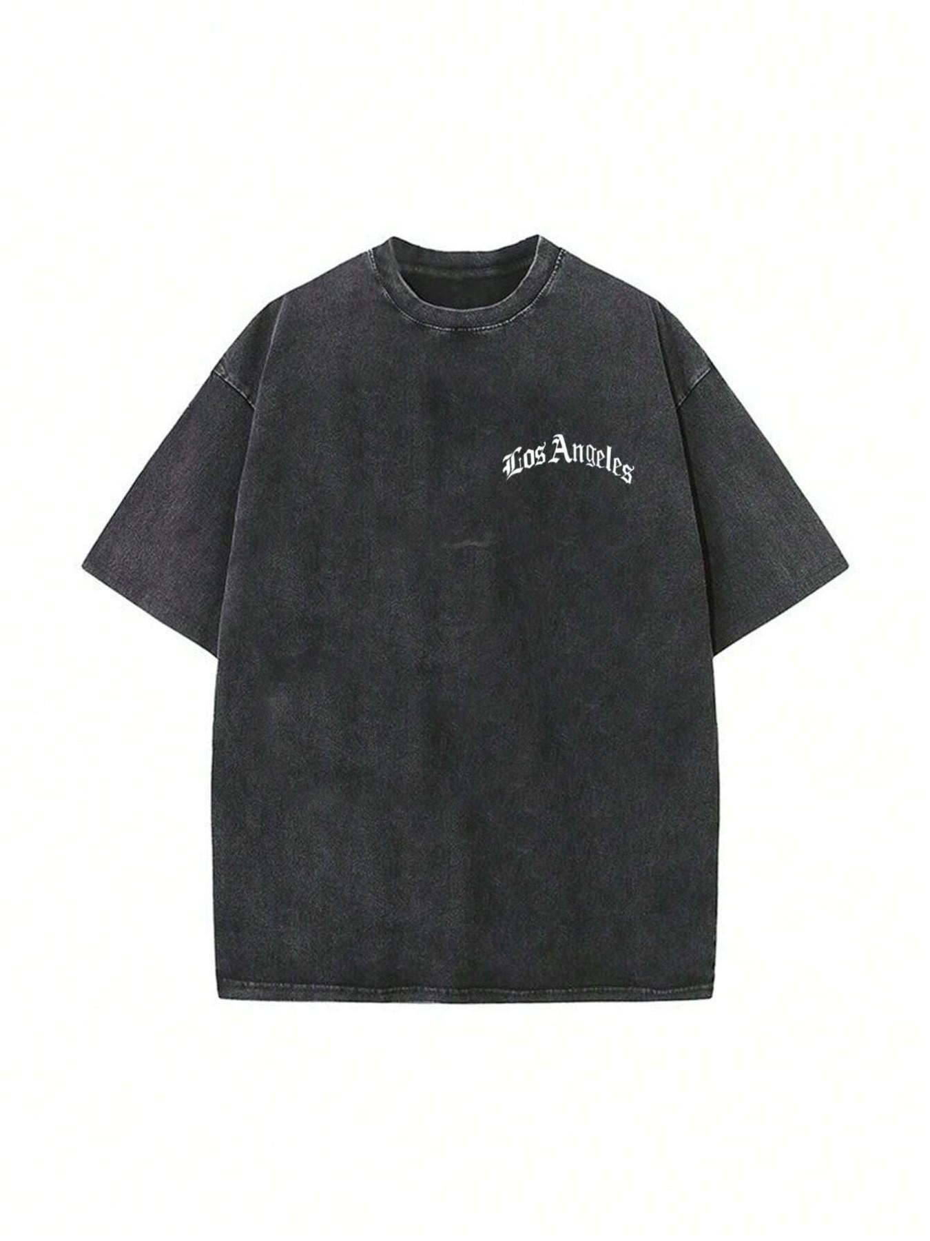 Vintage Washed Loose Fit T-Shirt, Retro City Print Short Sleeve, Y2K Street Style, California Aesthetic Casual Top, Unisex Personalized Tee