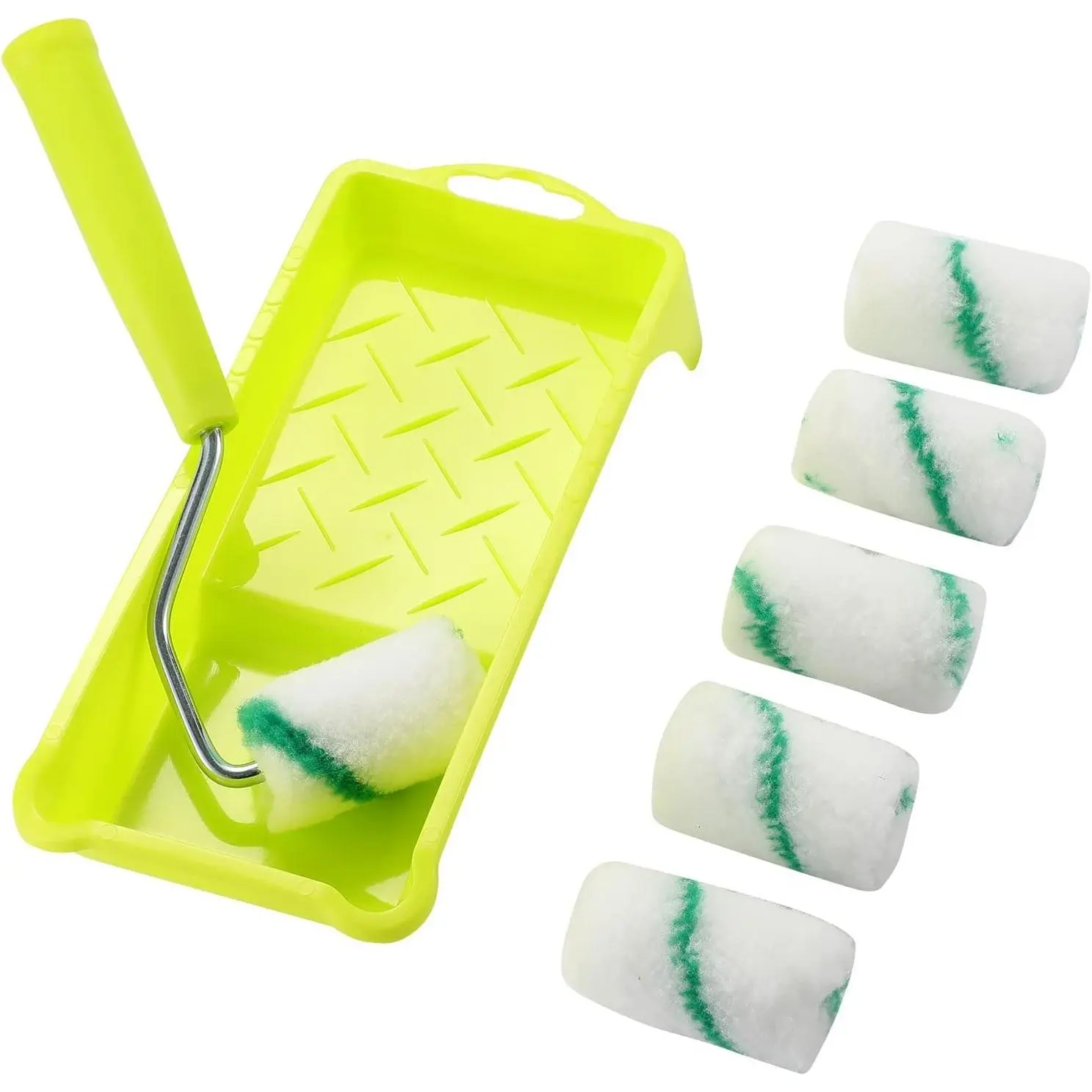 Paint Roller Set 8 Pack - High-Density Fabric Roller with Frame Tray & 2" Mini Refills, Painting Supplies for Small DIY Stenciling Projects