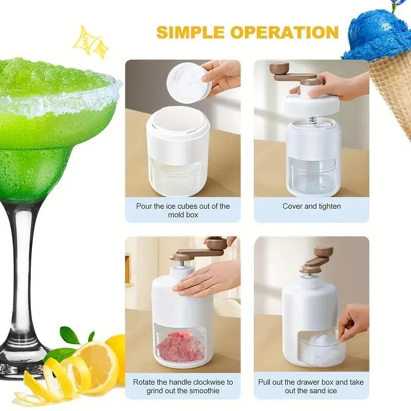 Portable Lightweight Manual Ice Crusher, BPA-Free Plastic, Ideal for Shaved Ice, Snow Cones, Fruit Pops, Includes Ice Tray, Perfect for Home, Parties, Outdoor Events, Shaved Ice Machine, Ice Shaver Machine, Ice Shaving Machine