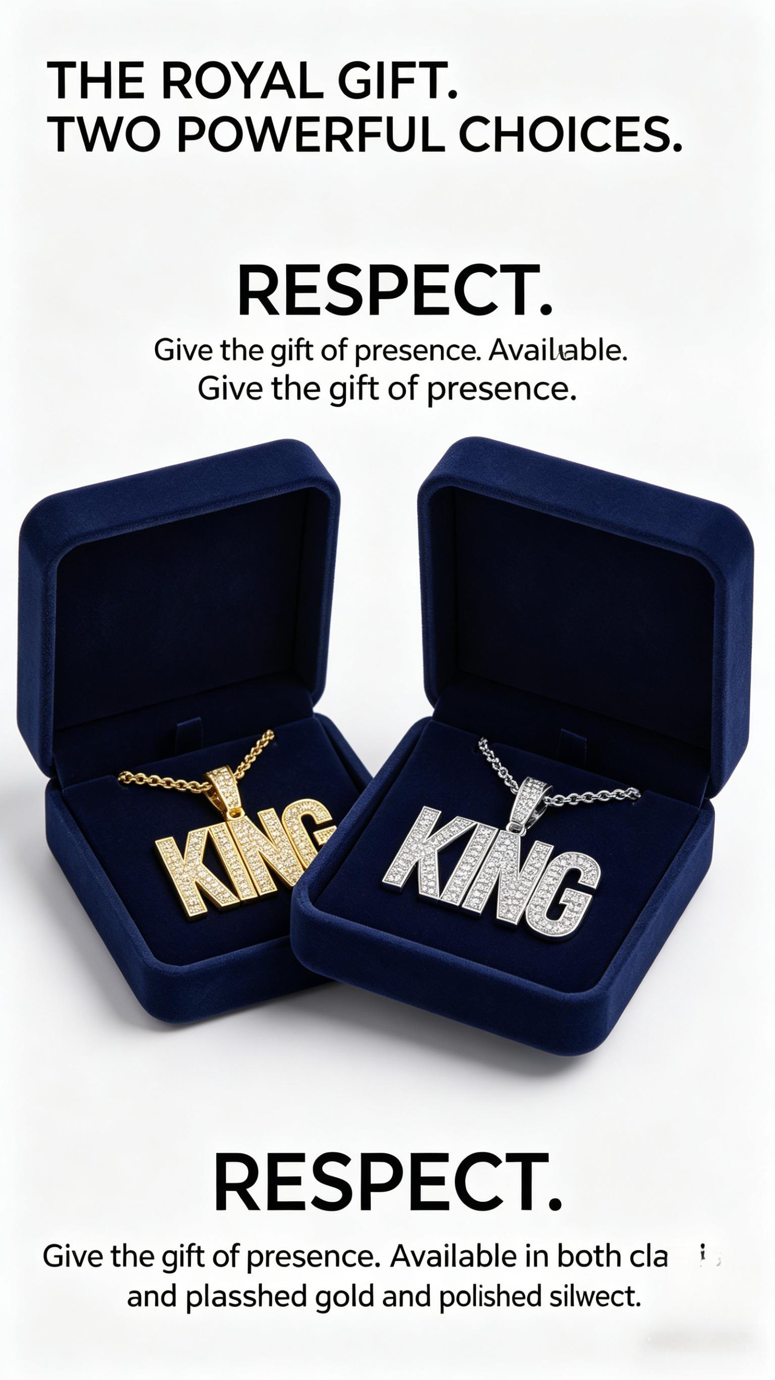 KING Pendant Necklace with Cuban Chain, Ideal for Hip Hop Lovers