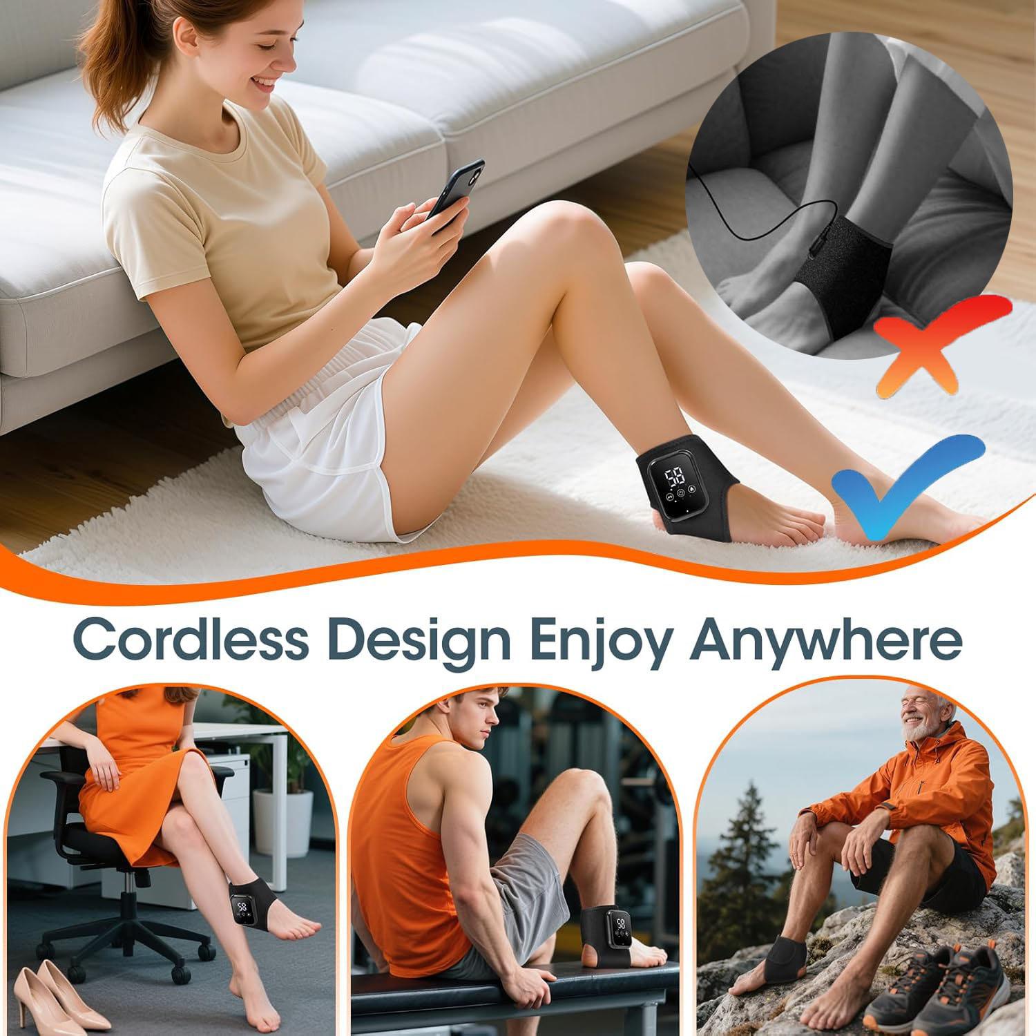 Electric Heated Foot Massager, Wireless Ankle Heating Pad, Portable Foot Warmer, Rechargeable Spa Tool for Men and Women, USB Rechargeable, Usb Rechargeable Massagers (1 Piece or 2 Pieces) detail 6