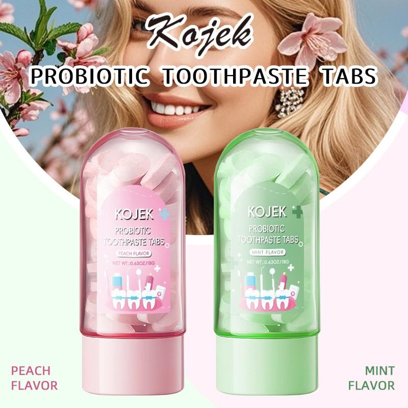 Probiotic Solid Toothpaste Tablets, Toothpaste Without Fluoride, Gentle Effective Toothpaste, Oral Care, Peach Mint Flavor, 30 Count, Eco-Friendly, Long-Lasting Fresh Breath, Whitening Teeth, Suitable for Sensitive Gums