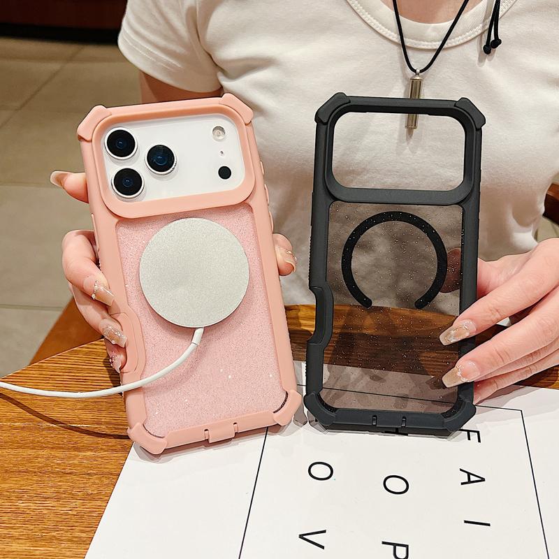 Transparent Magsafe Magnetic Corner Protection Protective Shockproof Phone Case, Compatible with iPhone 17 Pro Max 17 Air 16 15 14 13 12 11, Casing