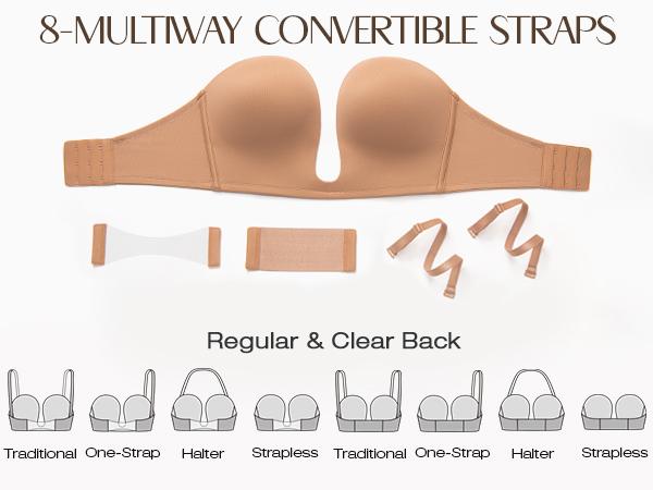 Wingslove Deep Plunge Strapless Bra Multiway Push up Low Cut Wireless Bras For Backless Outfit