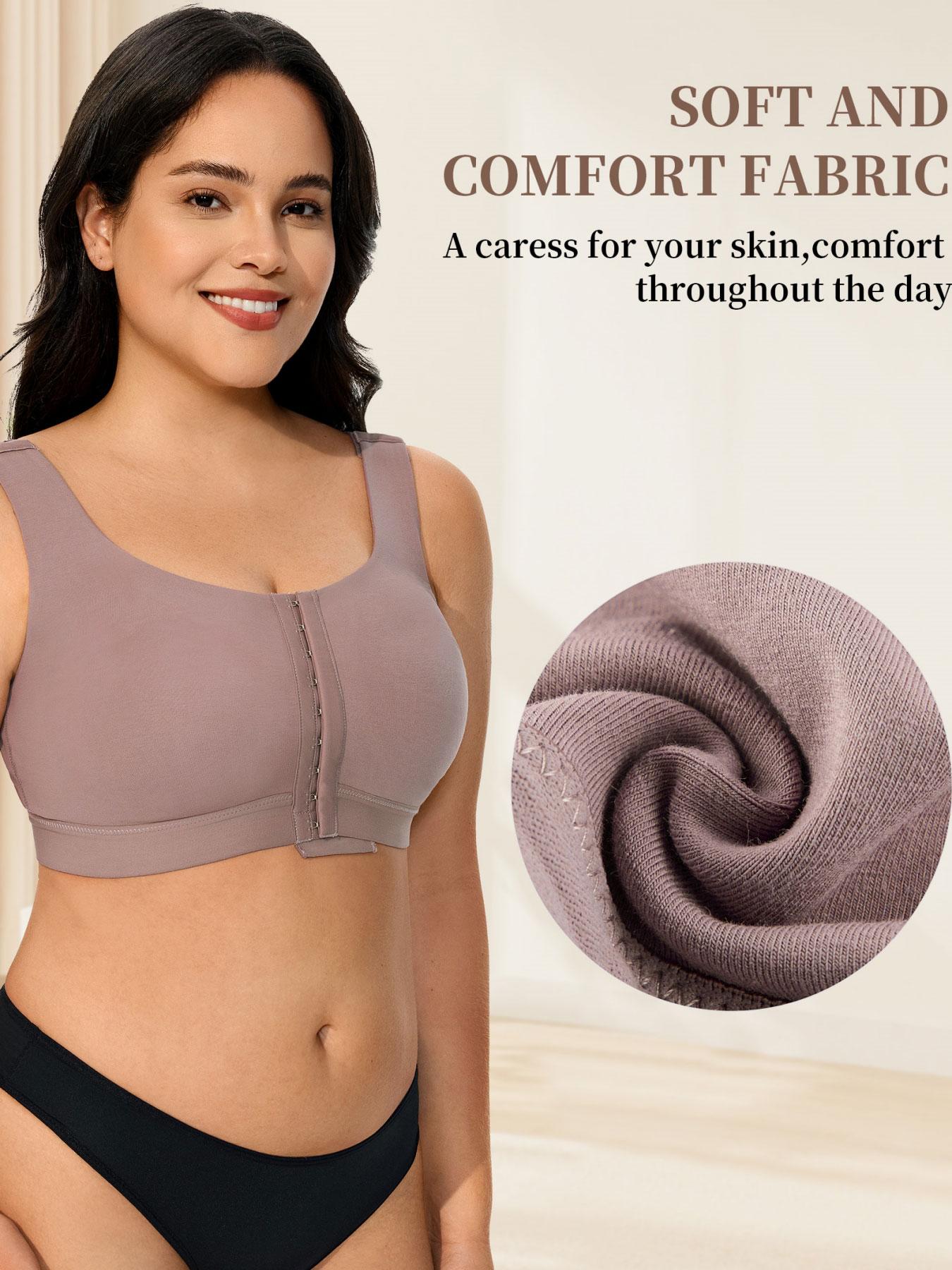 Women's No Underwire Front Closure Everyday Bra, Post-Surgery Back Shaping, Adjustable Straps, Comfortable and Stylish
