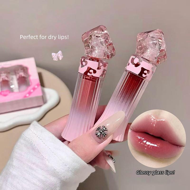 Mirror Finish Water Lip Gloss, Cute Packaging, 6 Colors Moisturizing Lips, Waterproof Long-Lasting, Ideal Valentine Gift for Women