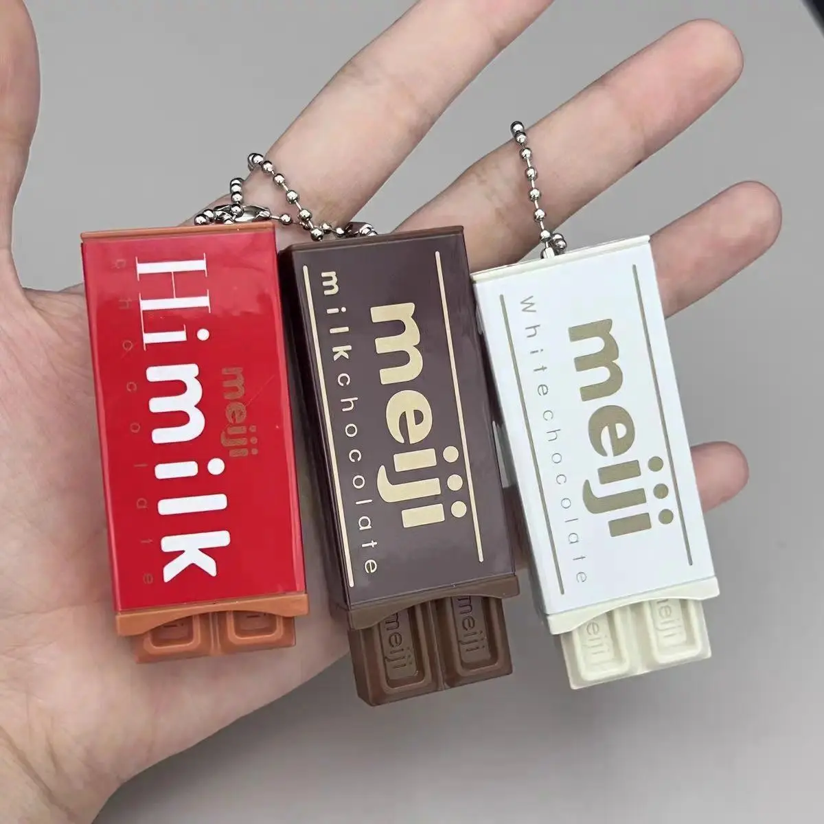 Hot Japanese Style Simulated Meiji Chocolate Fidget Toy Bendable Snap Stress Relief Keychain Fans Creative Gifts