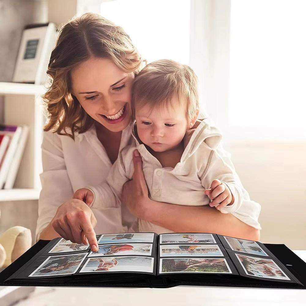 Photo Album 4x6 500 Photos Black Pages Leather Cover Wedding Family Photo Albums Holds 500 Horizontal and Vertical Photos
