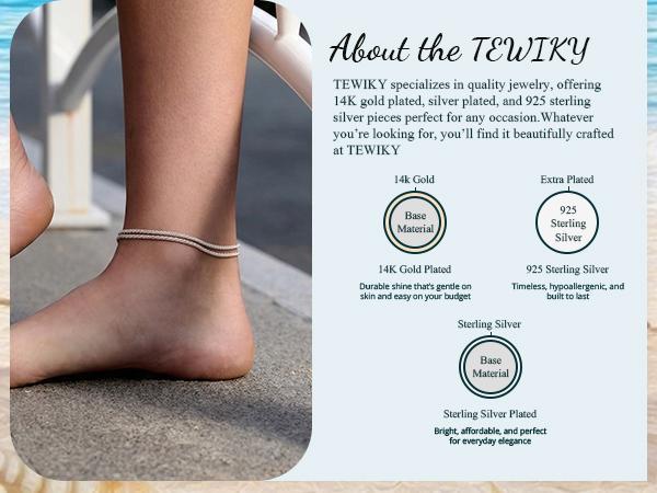 Dainty Layered Waterproof Anklet Set for Women, Adjustable Stackable Figaro Beaded Cuban Link Anklets, 14K Gold Plated Tarnish-Resistant Foot Jewelry, Summer Beach Essential & Valentine's Day Gift, Hypoallergenic All-Match Accessories
