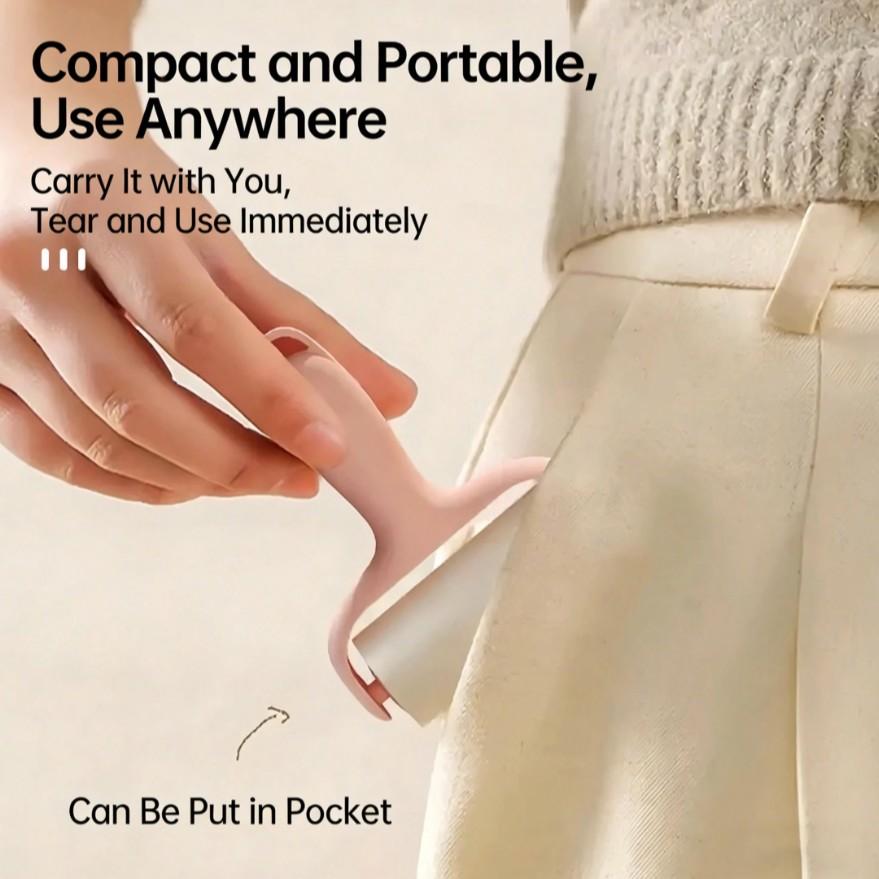 2-Set Convenient Mini Dust Removal Roller Set - 1 Handle + 3 Refill Rollers, Strong Adhesive for Pet Hair Removal, Easy to Use, Reusable Handle, No Electricity Required, Suitable for Pets, Clothes, Carpets, and Car Seats, An Essential for Pet Owners