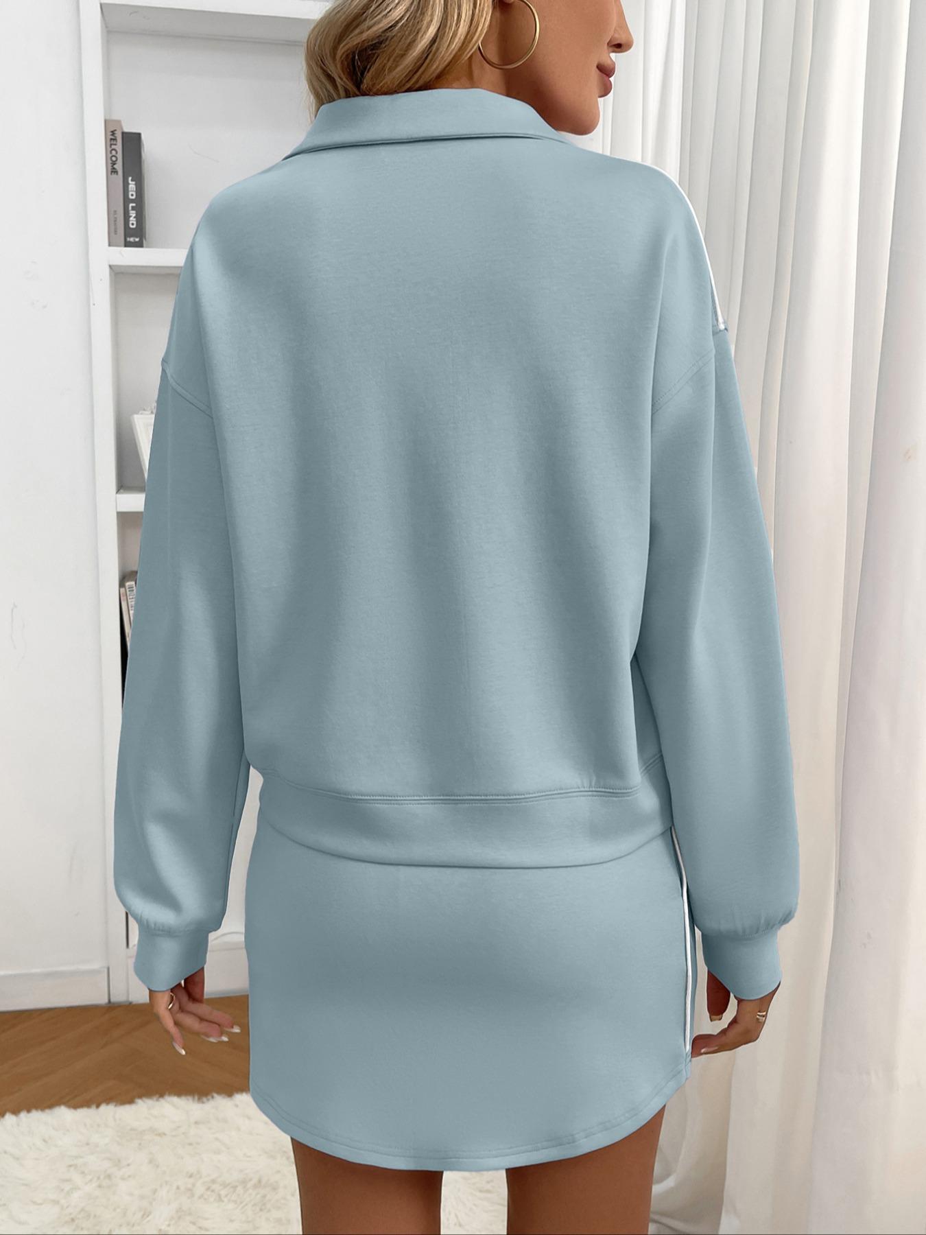 Women's Casual Two-Piece Set, Long Sleeve Shirt & Elastic Waist Skirt, Anti-Exposure Safety Pants, Sporty for Daily Wear