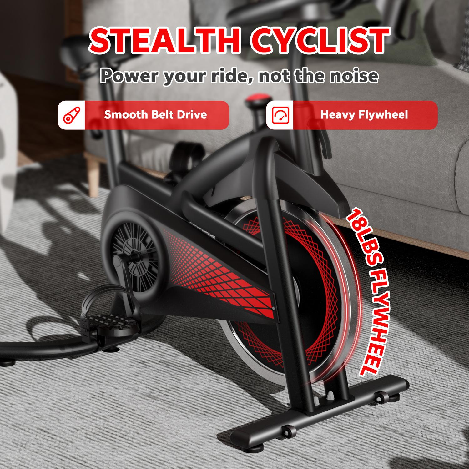 [New arrived] Exercise Bike 18LBS Flywheel ,Spinning bike 300 LBS Maximum load capacity;E bike Cycle Adjustable Brake Button; Adjustable Handlebar Height; Adjustable Seat Height.